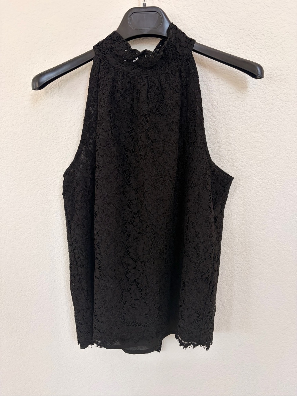J. Crew Black Lace Halter Neck Sleeveless Top